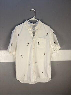 Gap Lived-In Stretch Oxford Short Sleeve Shirt with Embroidered Mermaids. NWT